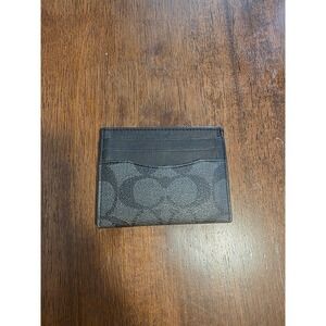 Coach Mens Signature Canvas Card Case ID Window Wallet Charcoal Black F65103